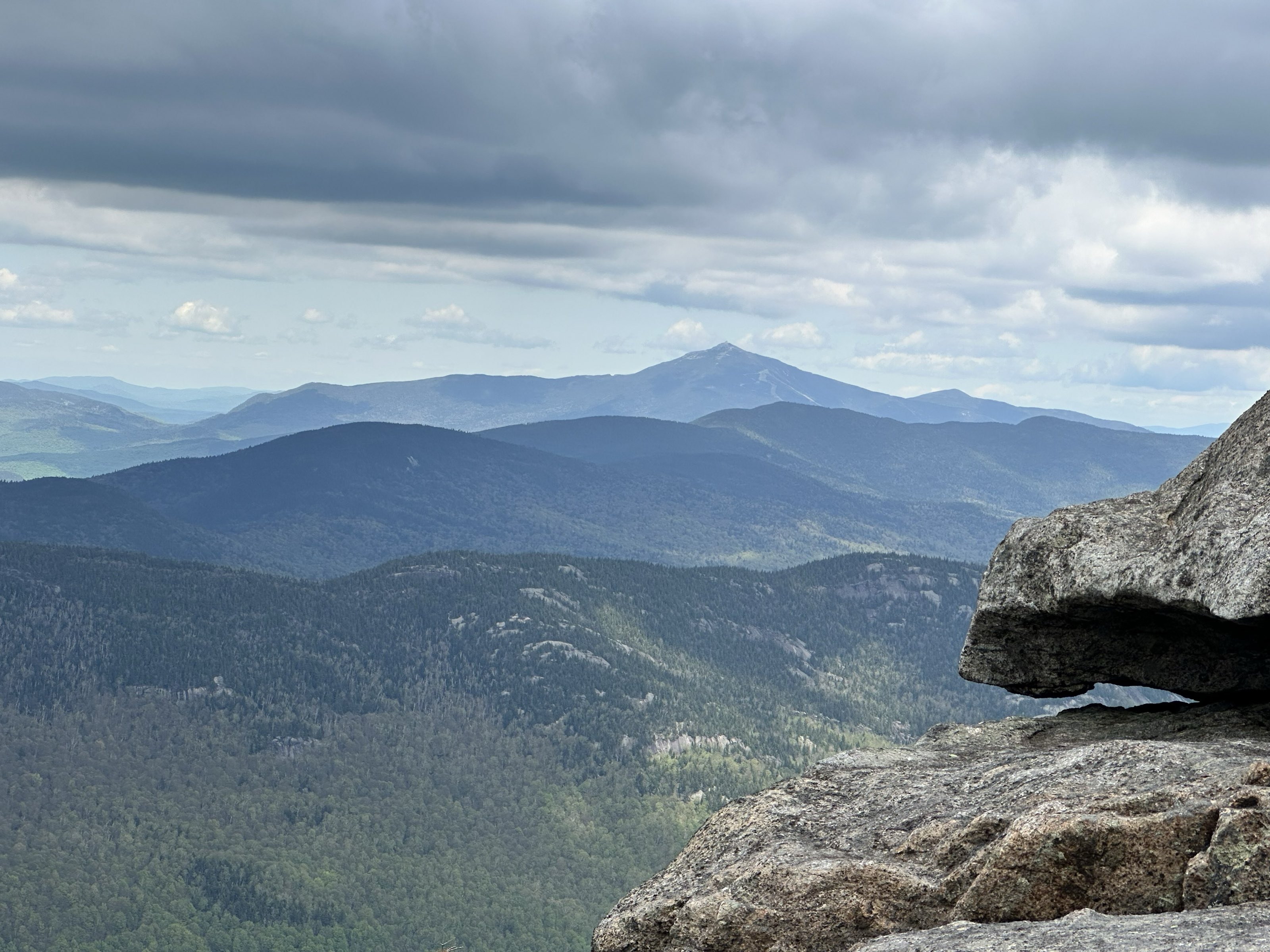 Whiteface Mountain seen across the ridgelines from the summit of Cascade Mountain.