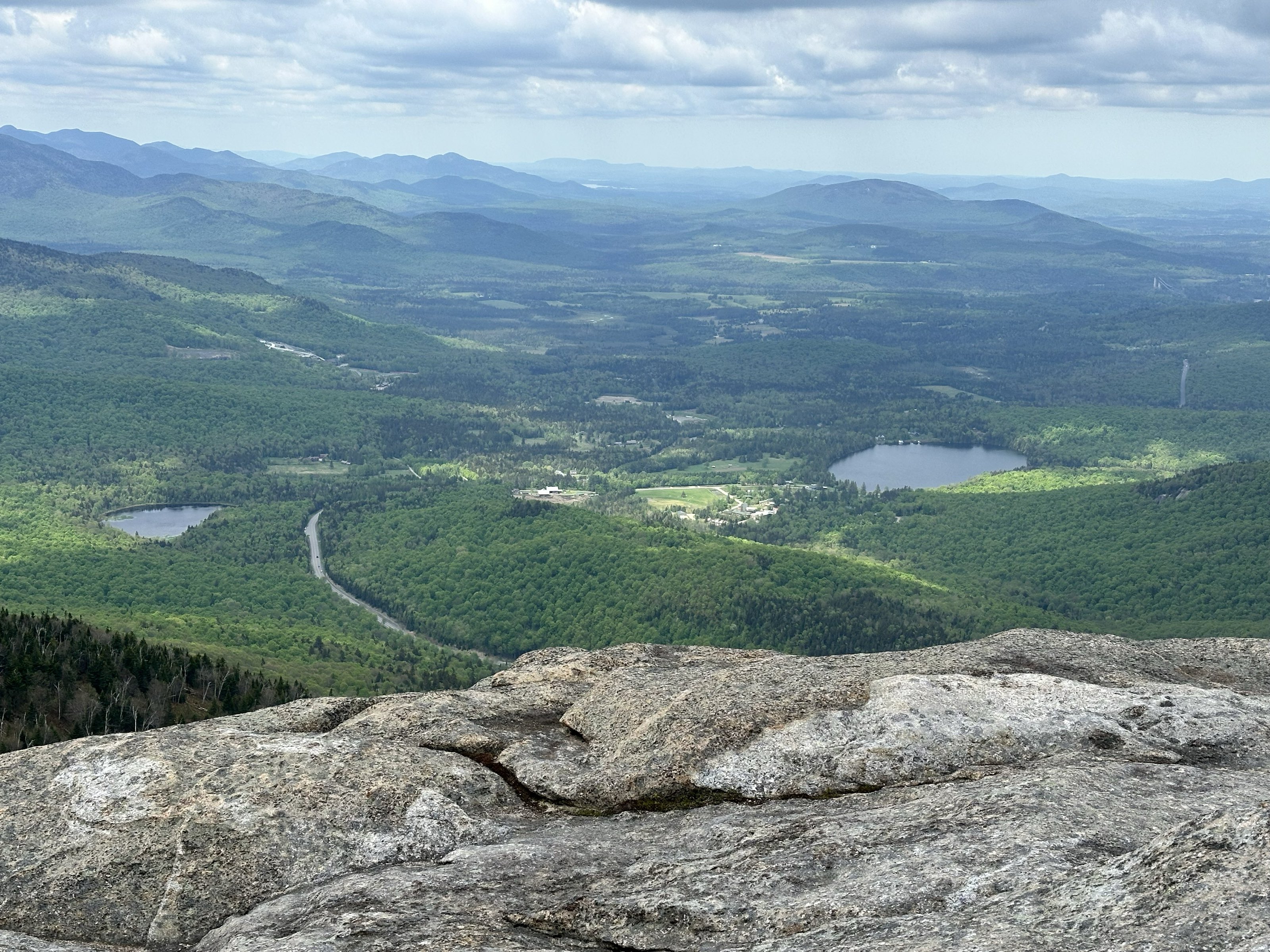 Looking out toward the Lake Placid valley from the summit of Cascade Mountain.